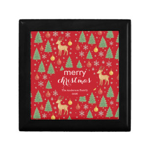 Watercolor Reindeer & Christmas Tree -  Gift Box
