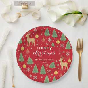 Watercolor Reindeer & Christmas Tree - Paper Plates