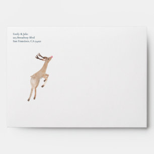 Watercolor Reindeer in the Forest Envelope