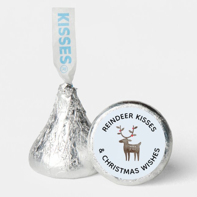 Watercolor Reindeer Kisses & Christmas Wishes Hershey®'s Kisses® (Front)