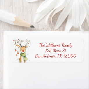 Watercolor Reindeer Merry & Bright Christmas Label
