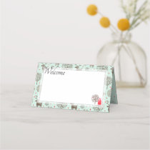 Watercolor Reindeer Pattern Pastel Green Any Color Place Card