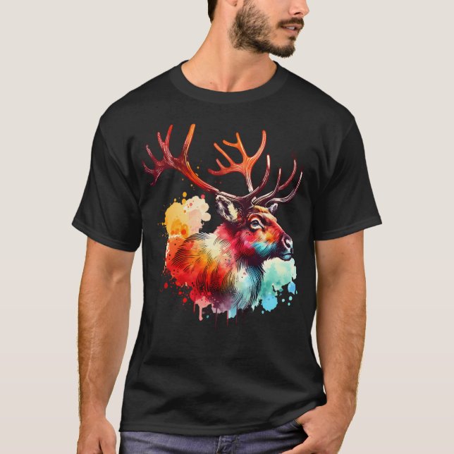 Watercolor Reindeer T-Shirt (Front)