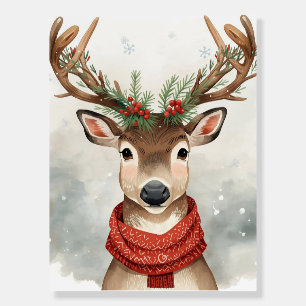 Watercolor Reindeer Winter Christmas Canvas Poster