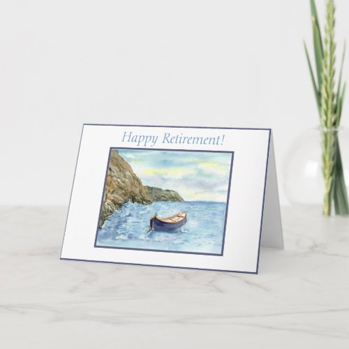 Watercolor Retirement Amalfi Coast With Boat Card