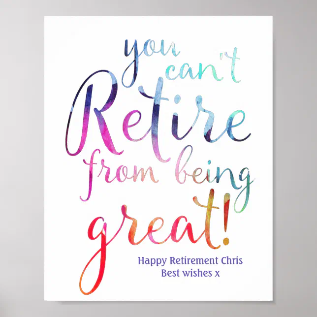 Watercolor Retirement Party Print Sign | Zazzle