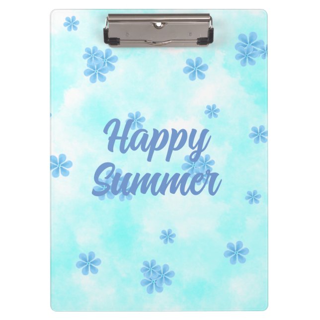 watercolor retro blue floral hand painted  clipboard (Front)