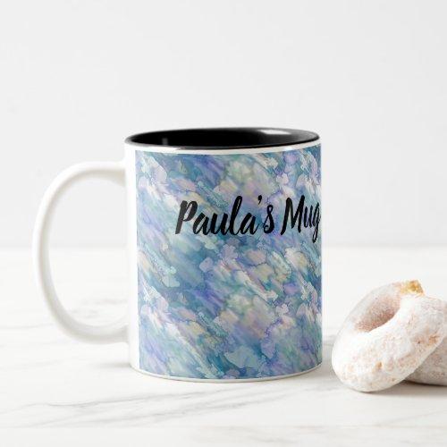 Watercolor Retro Blue Purple Raindrop Pattern Two_Tone Coffee Mug