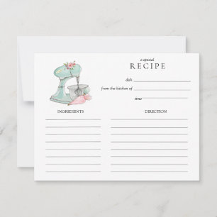 Watercolor Retro Cake mixer  baking Recipe card
