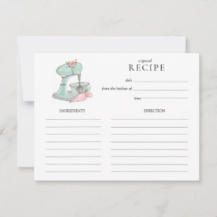 Watercolor Retro Cake mixer baking Recipe card