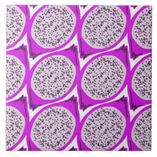 Watercolor Retro Dragonfruit Kitchen Doodle Art Ceramic Tile