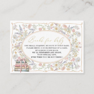  Watercolor retro flowers bow ribbon baby shower b Business Card