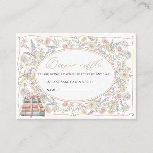  Watercolor retro flowers bow ribbon baby shower d Business Card