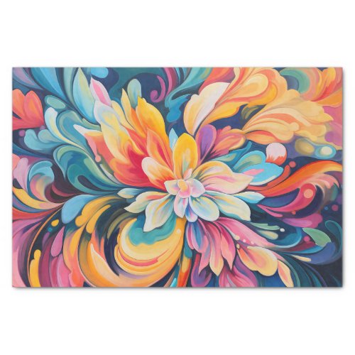 Watercolor retro groovy flower burst  tissue paper