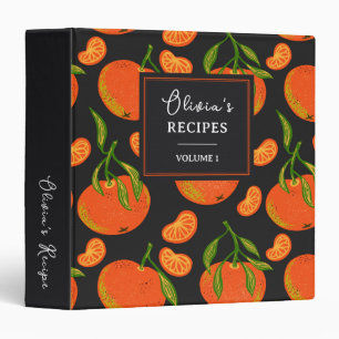 Watercolor Retro Orange Citrus Personalized Recipe 3 Ring Binder