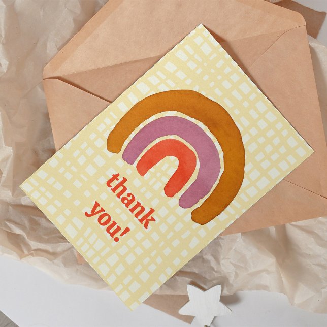 Watercolor retro rainbow thank you holiday card (Creator Uploaded)