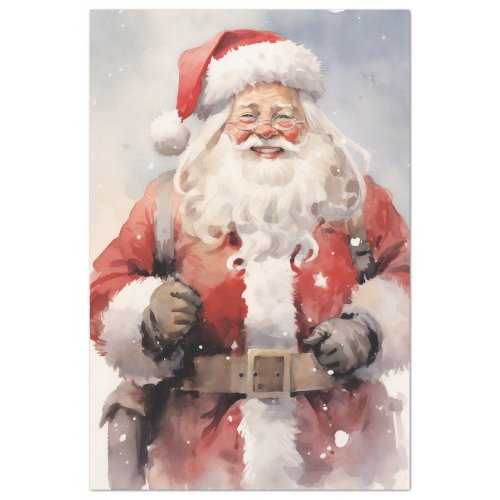 Watercolor retro Santa Claus smiling vintage Tissue Paper