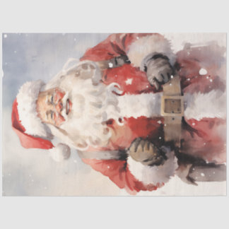 Watercolor retro Santa Claus smiling vintage Tissue Paper