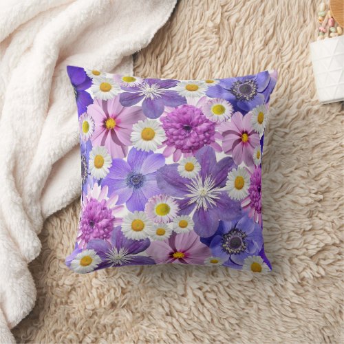 Watercolor Retro Sunflower Pattern Throw Pillow