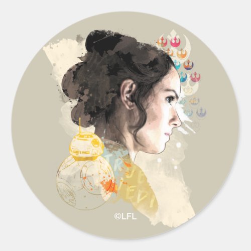 Watercolor Rey Collage Classic Round Sticker