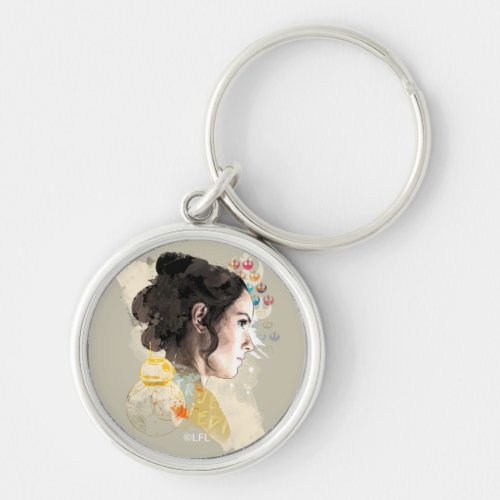 Watercolor Rey Collage Keychain