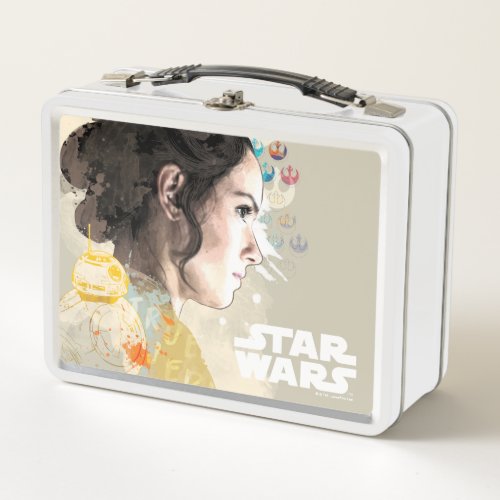 Watercolor Rey Collage Metal Lunch Box