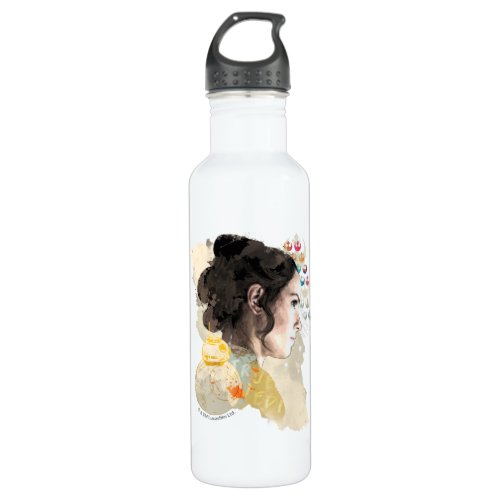 Watercolor Rey Collage Stainless Steel Water Bottle