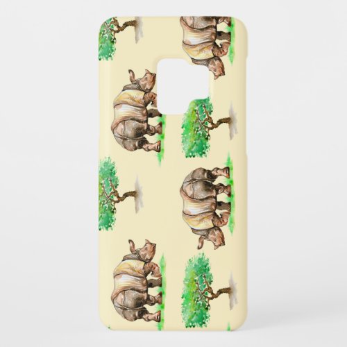 Watercolor Rhino Hand Painted Pattern Case_Mate Samsung Galaxy S9 Case