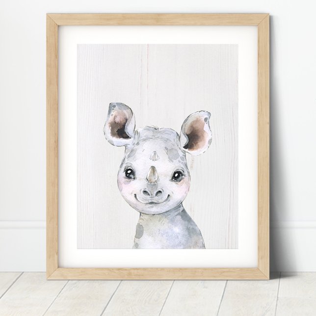 Watercolor Rhino Safari Nursery Art Print (Creator Uploaded)