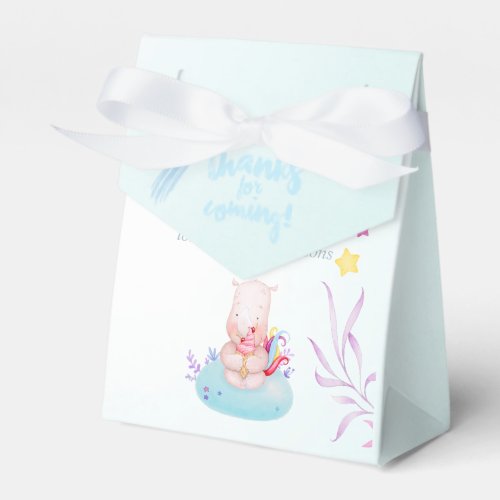 Watercolor Rhino Unicorn Baby Boy Shower Thank You Favor Boxes