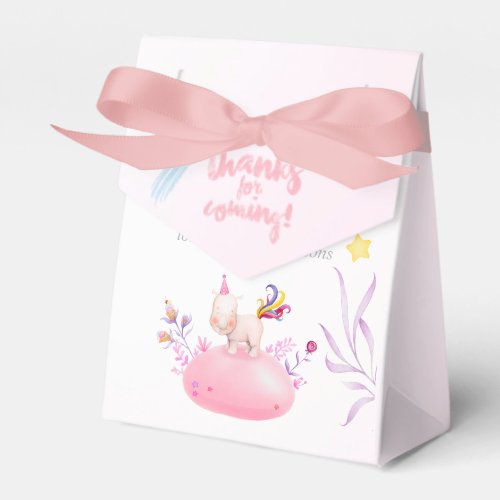 Watercolor Rhino Unicorn Baby Girl Shower Thanks Favor Boxes