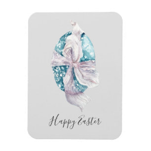 Watercolor Ribbon Wrapped Egg Easter Magnet