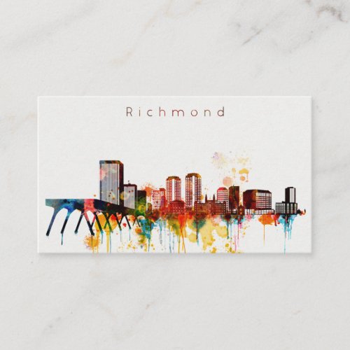 Watercolor Richmond Skyline Business Card