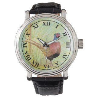 Watercolor Ring-Necked Pheasant Game Bird Watch
