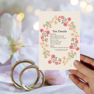Watercolor Ring of Flowers on Beige Details Card