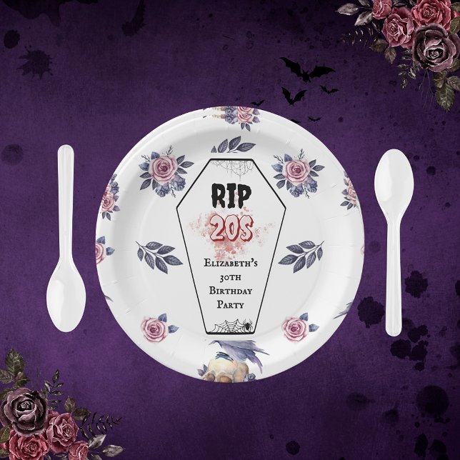 Watercolor RIP 20s 30th Birthday Paper Plates (Creator Uploaded)