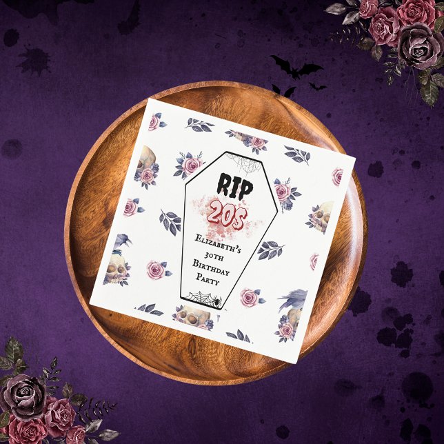 Watercolor RIP 20s Halloween Adult Birthday  Napkins (Creator Uploaded)