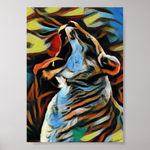 Watercolor Roaring Lion Poster