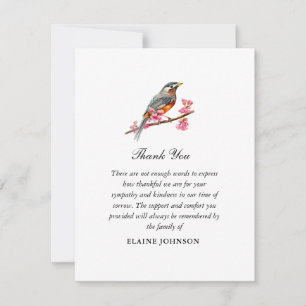 Watercolor Robin bird Funeral Photo Thank you 