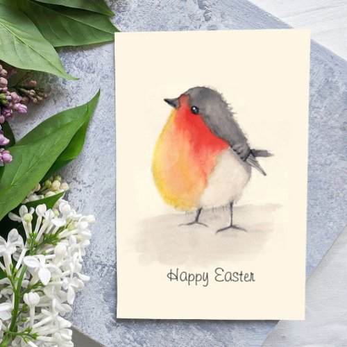 Watercolor Robin Easter Card