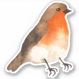 Watercolor Robin Garden Bird Sticker
