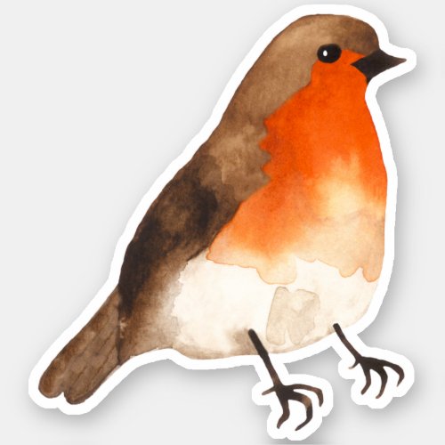 Watercolor Robin Garden Bird Sticker