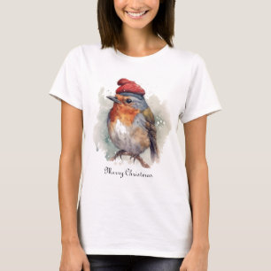 Watercolor Robin Holiday Boutique Fashion T-Shirt