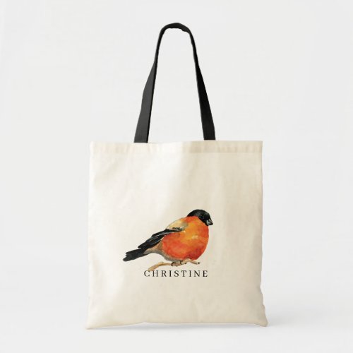 Watercolor Robin Name Tote Bag