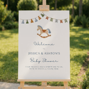 Watercolor Rocking Horese, Baby Shower welocme Foam Board