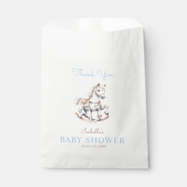 Watercolor Rocking Horse Baby Shower Favor Bag (Front)