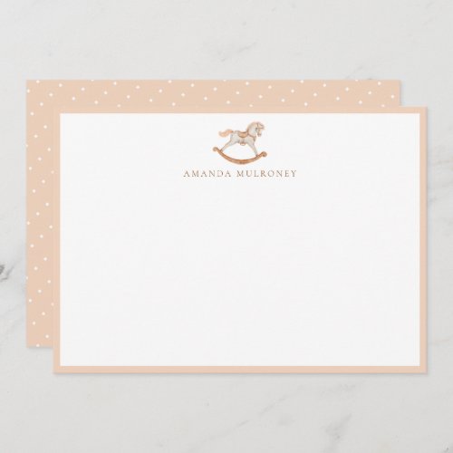Watercolor Rocking Horse Baby Shower Thank You Note Card