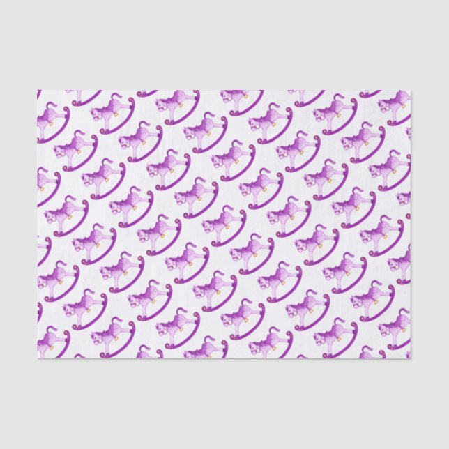 Watercolor rocking horse purple art tissue paper (Front)