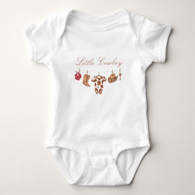 Watercolor Rodeo Western Cowboy Baby Shower Baby Bodysuit (Front)