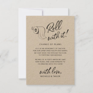 Watercolor Roll with it Postponed Change the Date Note Card